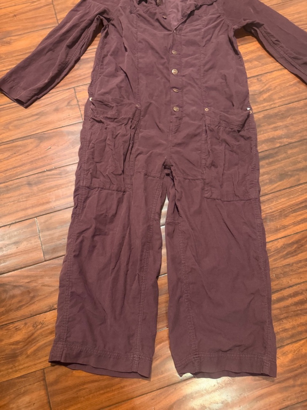 We The Free oversised Deep Plum Button-Front Utility Jumpsuit - Picture 8 of 13